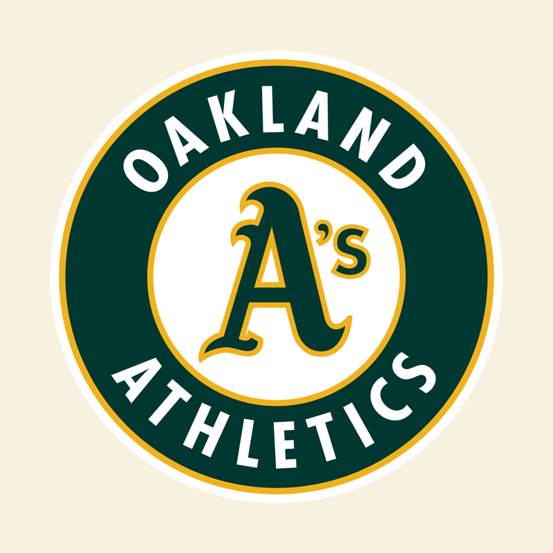 Oakland Athletics elephant logo in green and gold.