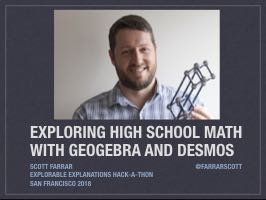 Original dark Keynote cover showing Scott Farrar holding a geometric model.